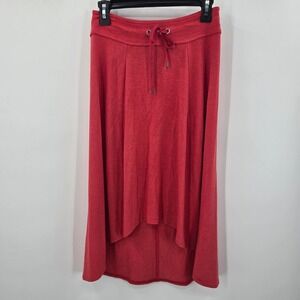 Athleta Womens XS Heather Red High Low Skirt Drawstring Waist Jersey Knit Casual